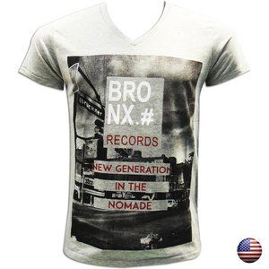 NOMADE MEN'S BRONX NEW YORK GRAY V-NECK T-SHIRT XL